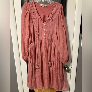 Listicle lined bohemian dress with tassles size small